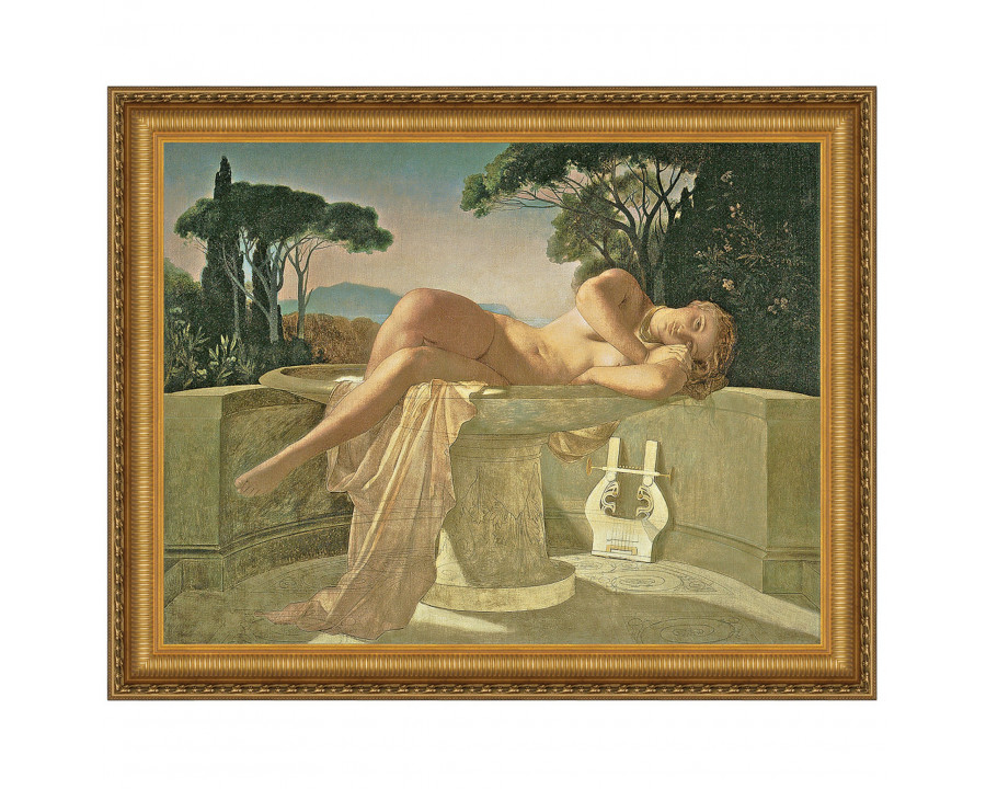 Toscano - Girl in a Basin Framed Canvas Replica Painting