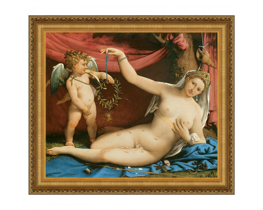 Toscano - Venus and Cupid by Lorenzo Lotto Framed Canvas Replica Painting