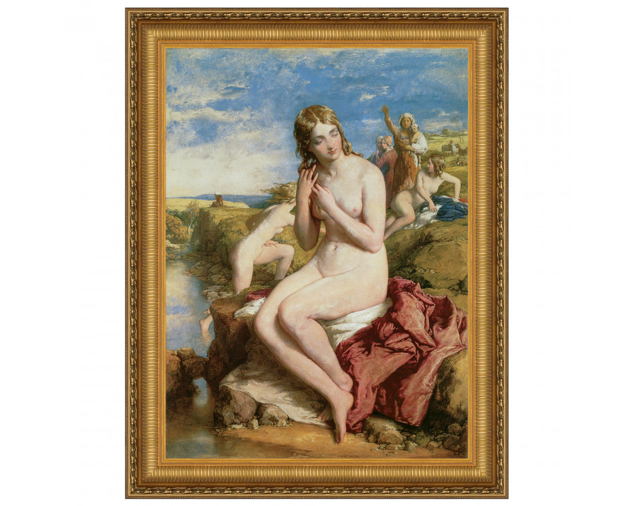 Toscano Bathers Surprised Framed Canvas Replica Painting - Small