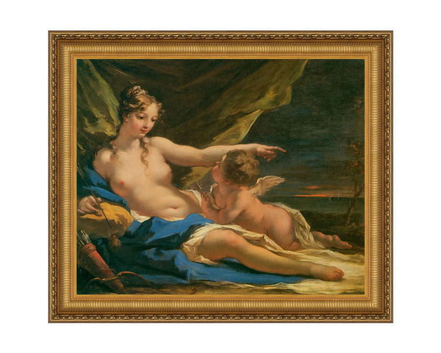 Toscano - Venus and Cupid by Giovanni Antonio Pellegrini Framed Canvas Replica Painting