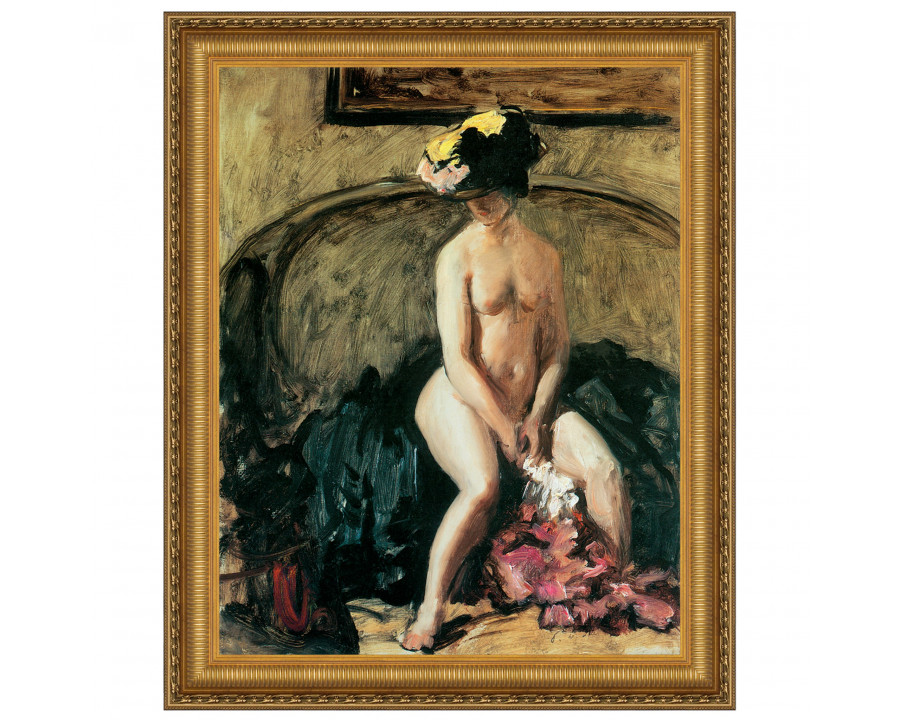 Toscano The Black Hat 1900 Framed Canvas Replica Painting - Medium