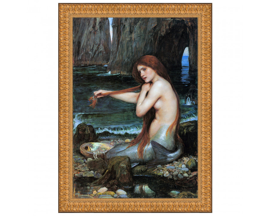 Toscano A Mermaid Framed Canvas Replica Painting - Small