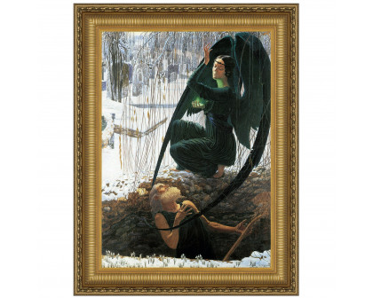 Toscano - The Death of the Gravedigger Framed Canvas Replica Painting