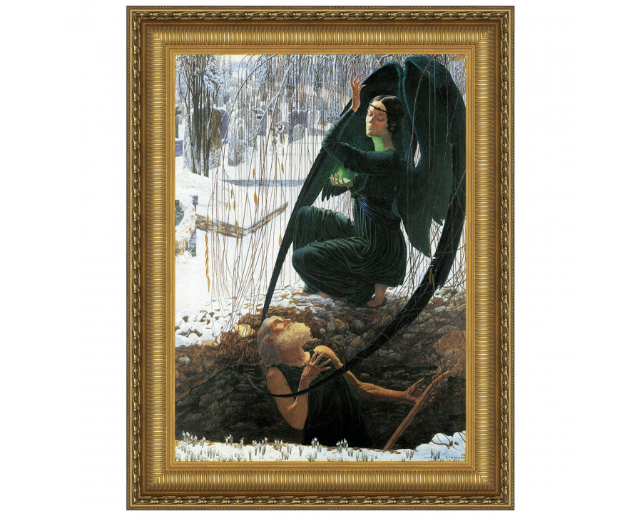 Toscano The Death of the Gravedigger Framed Canvas Replica Painting - Small