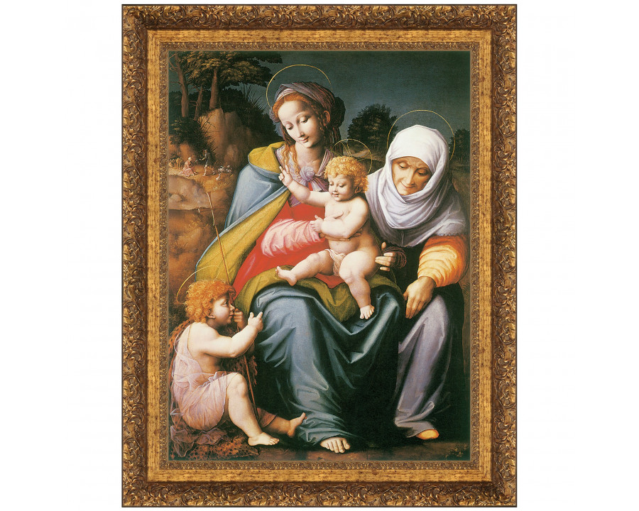 Toscano Virgin and Child with Saints Elizabeth and John Framed Canvas Replica Painting - Small