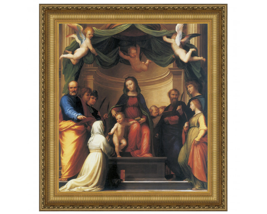 Toscano Mystic Marriage of Saint Catherine Framed Canvas Replica Painting - Small