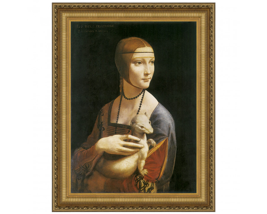 Toscano Lady with an Ermine Framed Canvas Replica Painting - Small