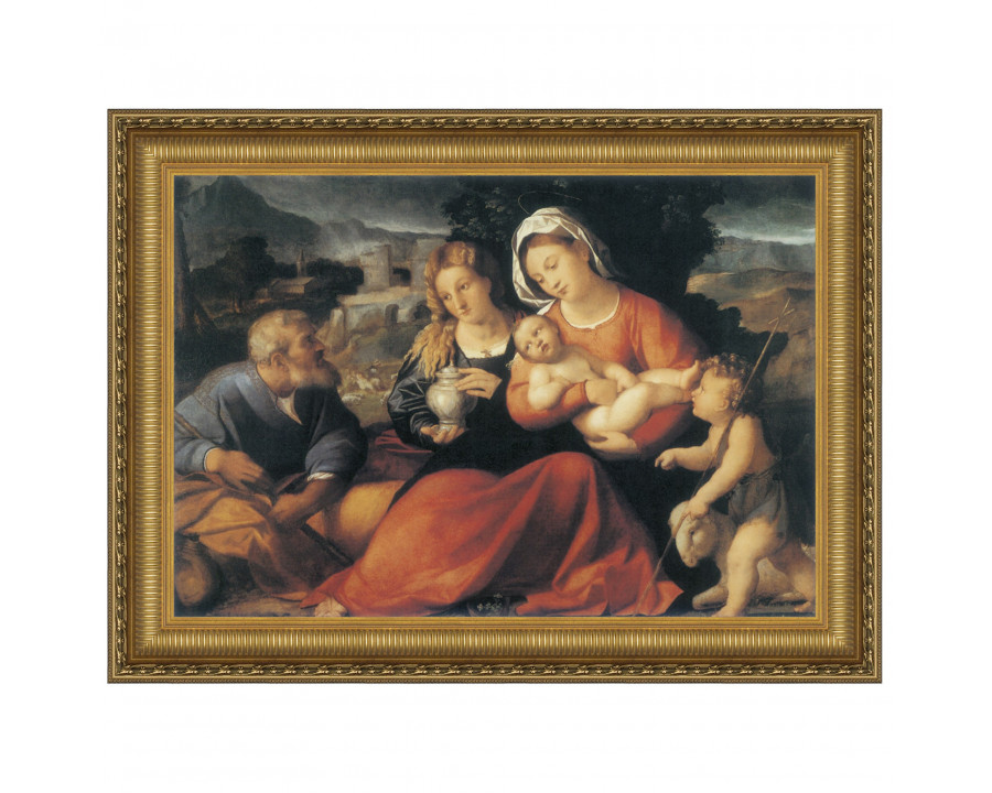 Toscano - Holy Family with Saint John and Mary Magdalene Framed Canvas Replica Painting