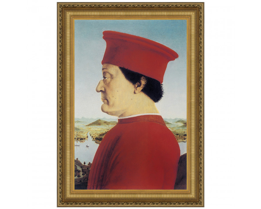 Toscano Portrait of Federico da Montefeitro Framed Canvas Replica Painting - Large