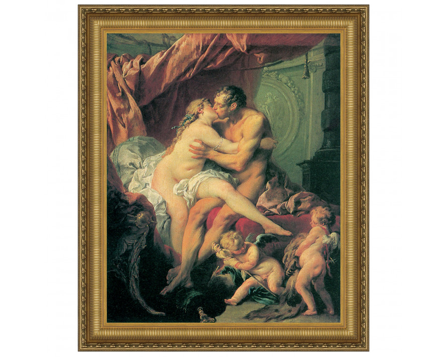 Toscano Hercules and Omphale by Francois Boucher Framed Canvas Replica Painting - Small