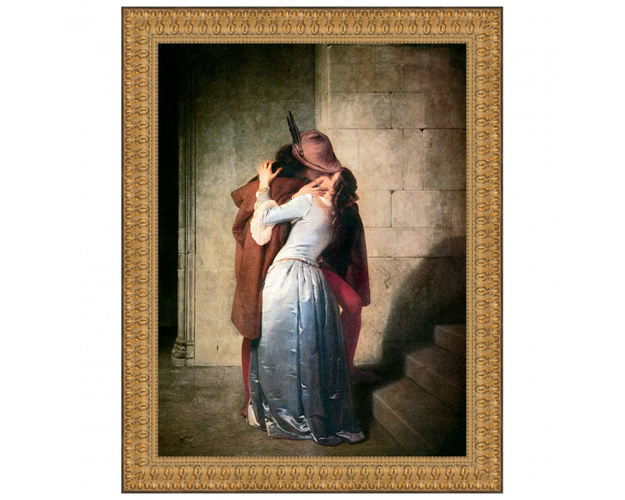 Toscano - The Kiss by Francesco Hayez Framed Canvas Replica Painting