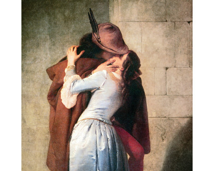 Toscano The Kiss by Francesco Hayez Framed Canvas Replica Painting - Small