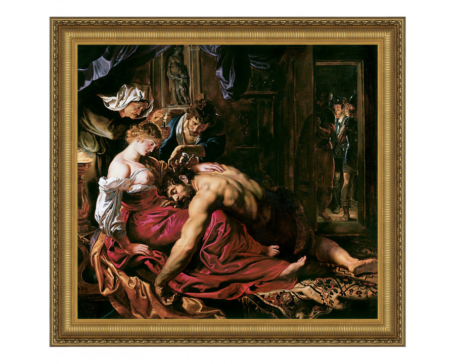 Toscano Samson and Delilah Framed Canvas Replica Painting - Small