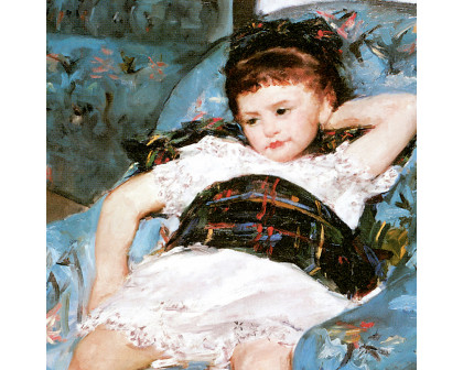 Toscano - Little Girl in a Blue Armchair Framed Canvas Replica Painting