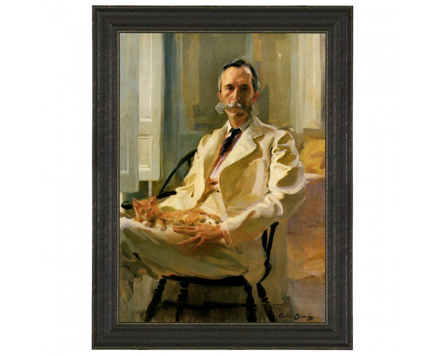 Toscano - Man with Cat Framed Canvas Replica Painting