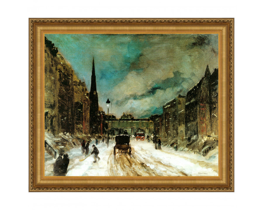 Toscano Street Scene with Snow Framed Canvas Replica Painting - Small