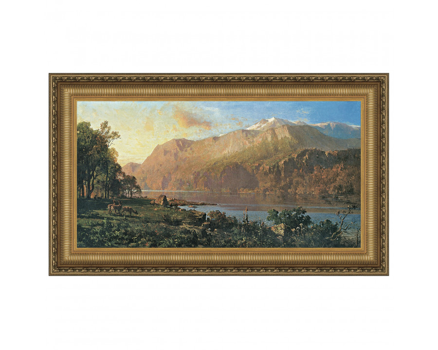 Toscano Emerald Lake Near Tahoe Framed Canvas Replica Painting - Small