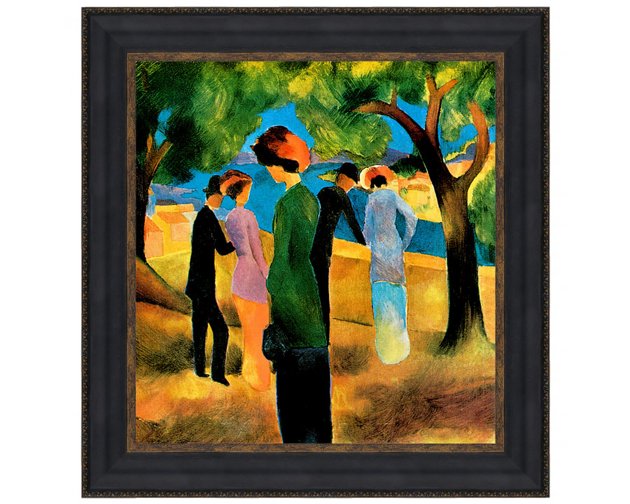 Toscano - Lady in a Green Jacket Framed Canvas Replica Painting