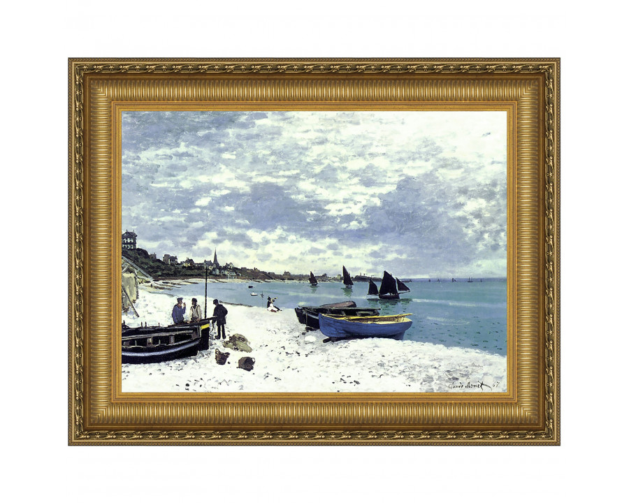 Toscano Beach at Sainte-Adresse Framed Canvas Replica Painting - Small