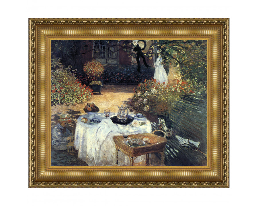 Toscano Luncheon Monet Garden Framed Canvas Replica Painting - Small