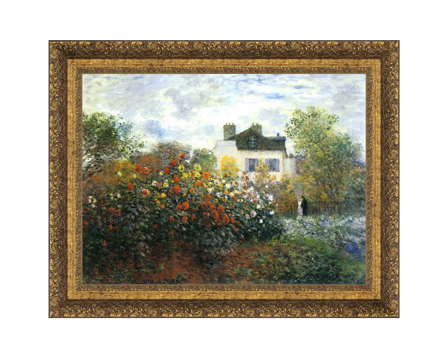 Toscano Monet Garden at Argenteuil (Dahlias) Framed Canvas Replica Painting - Large