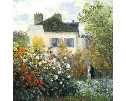 Toscano Monet Garden at Argenteuil (Dahlias) Framed Canvas Replica Painting - Large