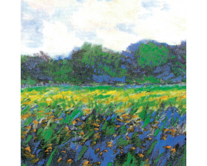 Toscano Field of Yellow Irises at Giverny Framed Canvas Replica Painting - Small