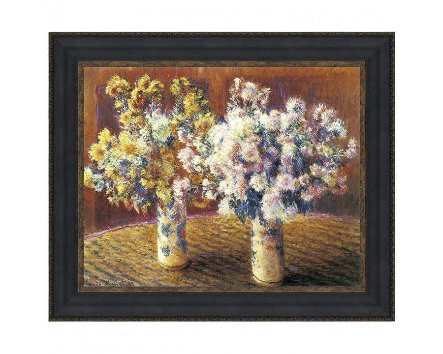 Toscano Two Vases of Chrysanthemums Framed Canvas Replica Painting - Small