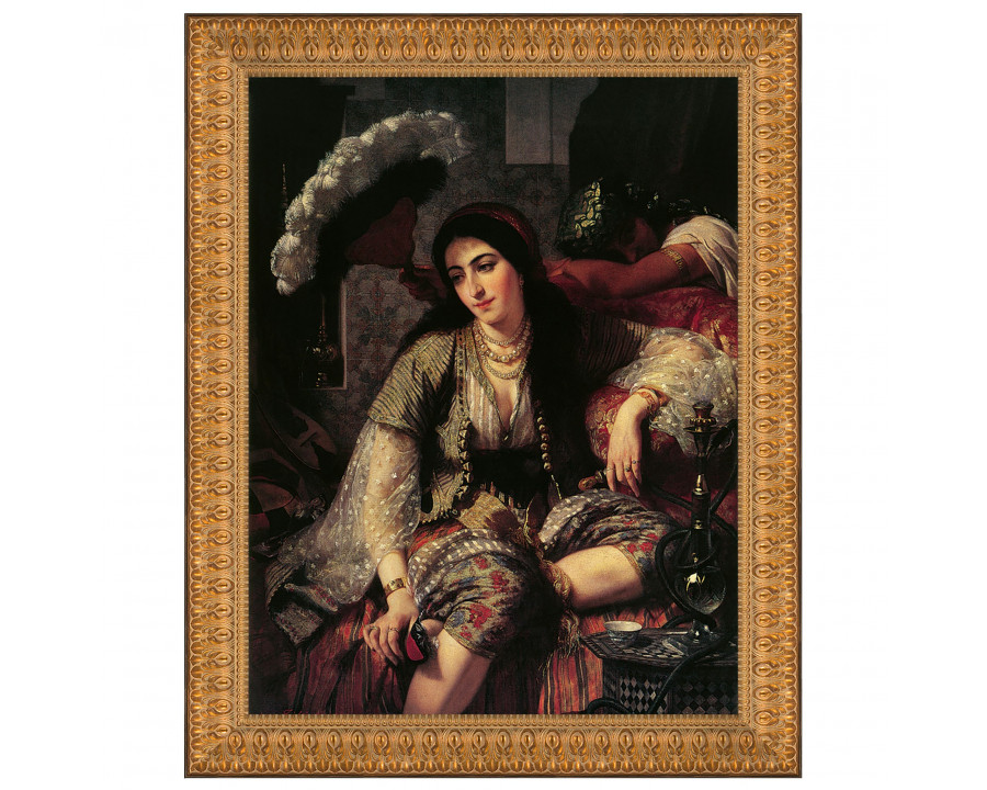 Toscano Algerian Woman and Her Slave Framed Canvas Replica Painting - Medium