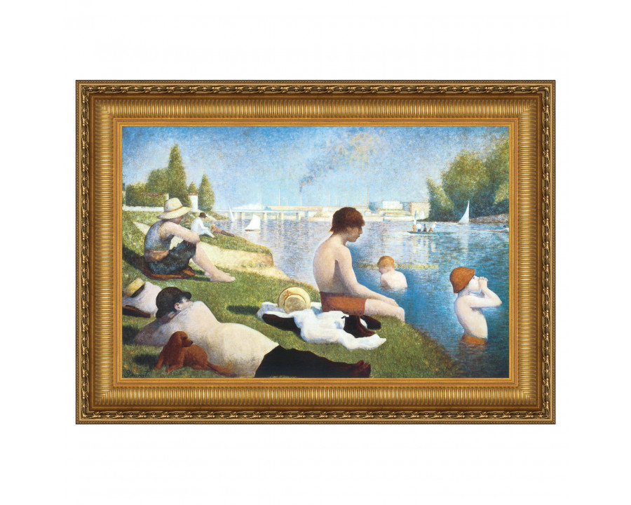 Toscano Bathing at Asnieres Framed Canvas Replica Painting - Small