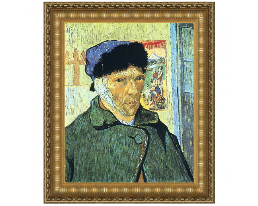 Toscano Self Portrait with Bandaged Ear Framed Canvas Replica Painting - Small