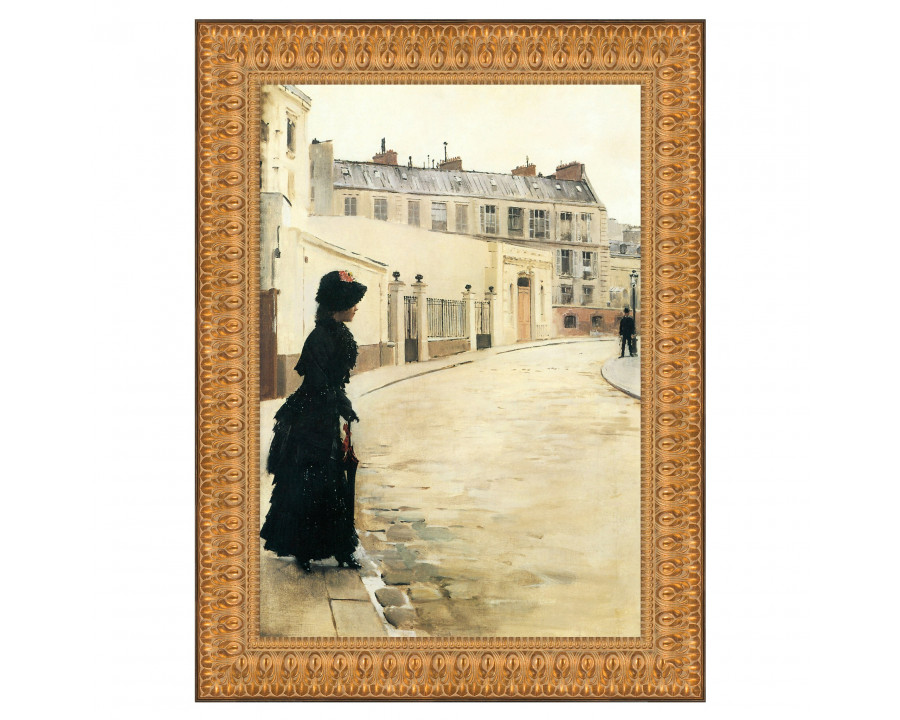 Toscano Waiting Paris Rue de Chateaubriand  Framed Canvas Replica Painting - Small