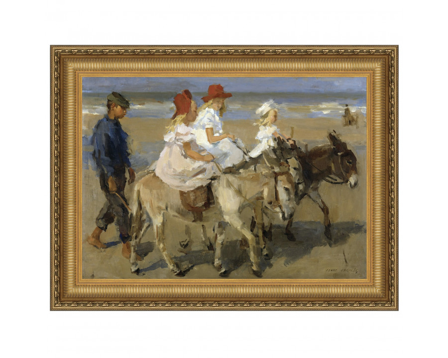 Toscano Donkey Rides on the Beach Framed Canvas Replica Painting - Medium