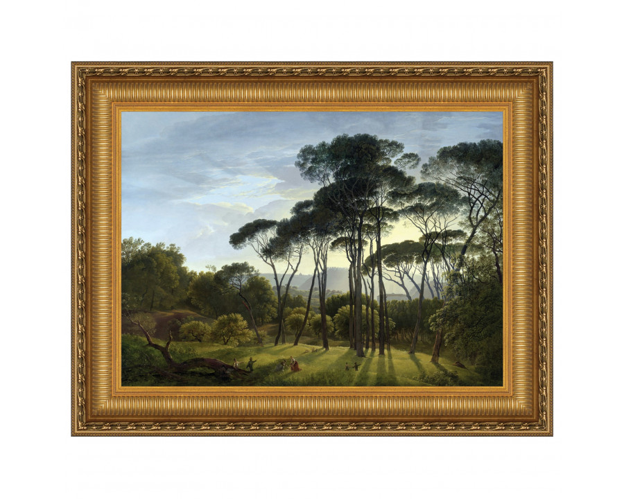 Toscano Italian Landscape with Umbrella Pines Framed Canvas Replica Painting - Small