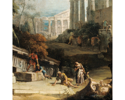 Toscano Landscape with Classical Ruins and Figures Framed Canvas Replica Painting - Medium