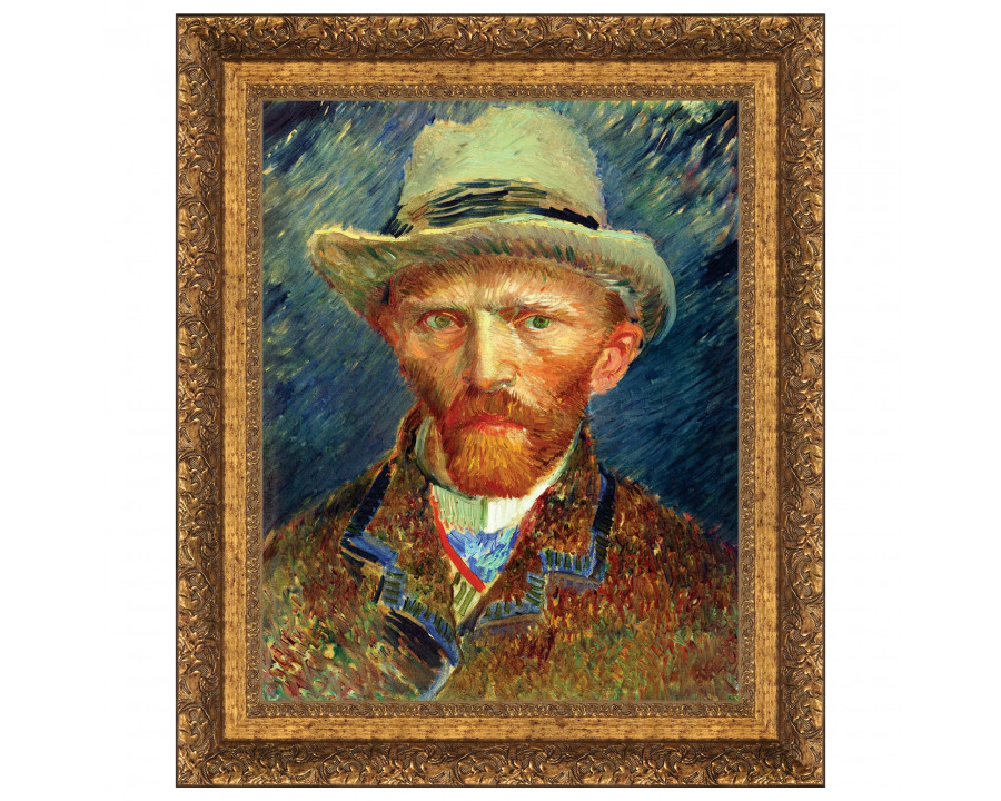 Toscano Self Portrait Vincent van Gogh Framed Canvas Replica Painting - Small