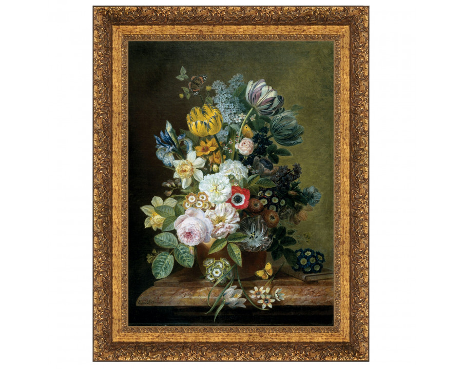 Toscano - Still Life with Flowers Framed Canvas Replica Painting