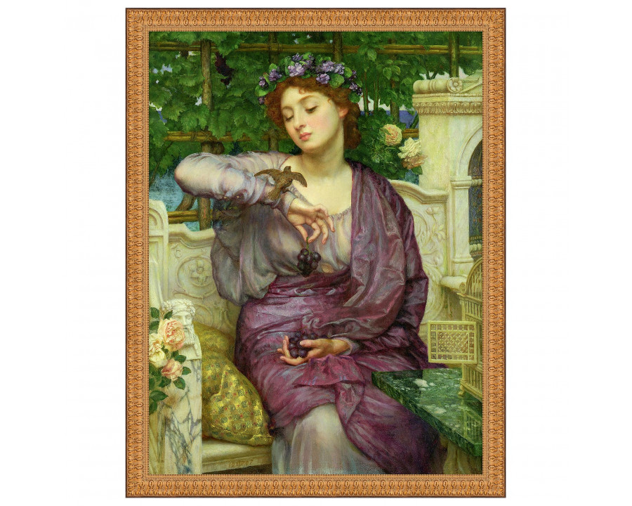 Toscano Libra and Her Sparrow Framed Canvas Replica Painting - Small