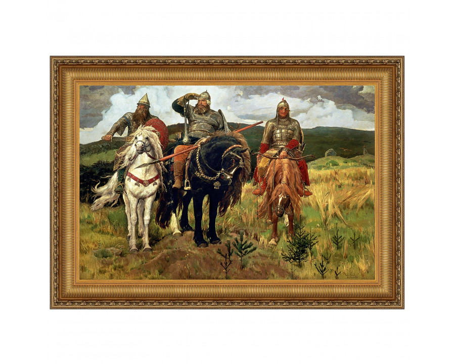 Toscano Bogatyrs (Warrior Knights) Framed Canvas Replica Painting - Small