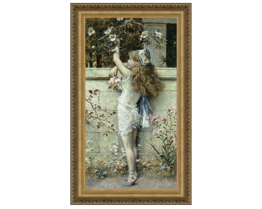 Toscano - Gathering Flowers Framed Canvas Replica Painting