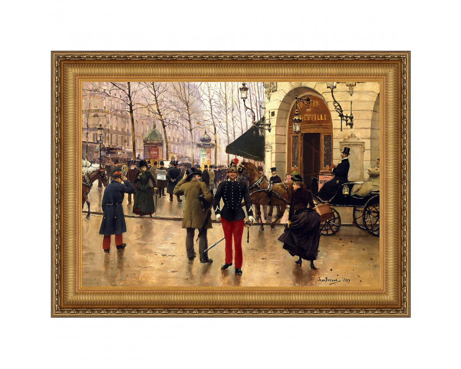 Toscano - Boulevard des Capucines and Vaudeville Theatre in Paris Framed Canvas Replica Painting