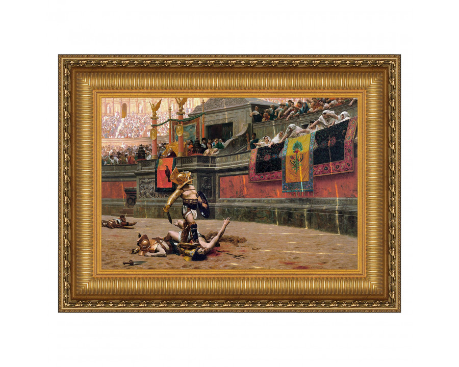 Toscano Thumbs Down (Pollice Verso) Framed Canvas Replica Painting - Small