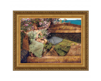 Toscano - In a Rose Garden Framed Canvas Replica Painting