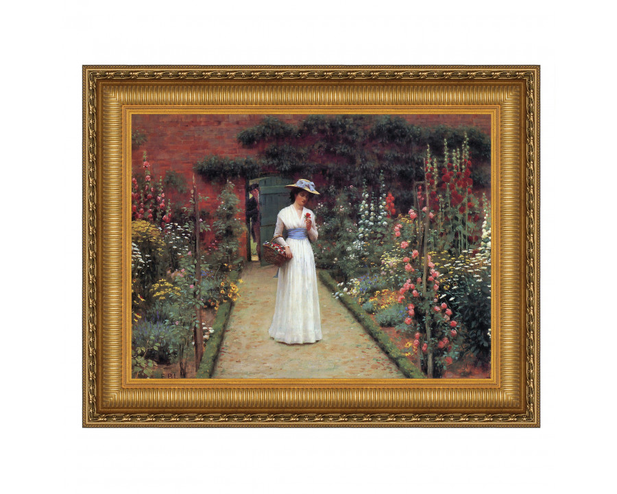 Toscano Lady in a Garden Framed Canvas Replica Painting - Small