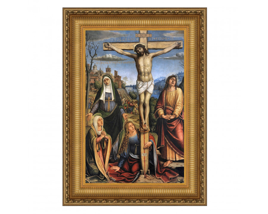 Toscano Christ on the Cross and the Three Marys Framed Canvas Replica Painting - Small