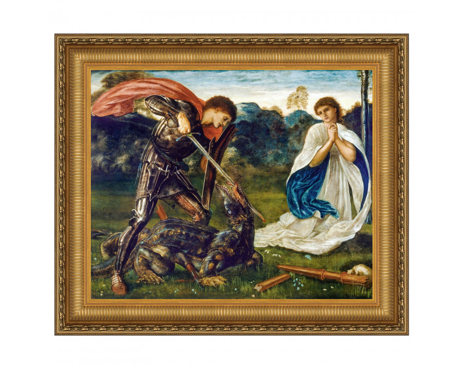 Toscano The Fight Saint George Kills the Dragon VI Framed Canvas Replica Painting - Large