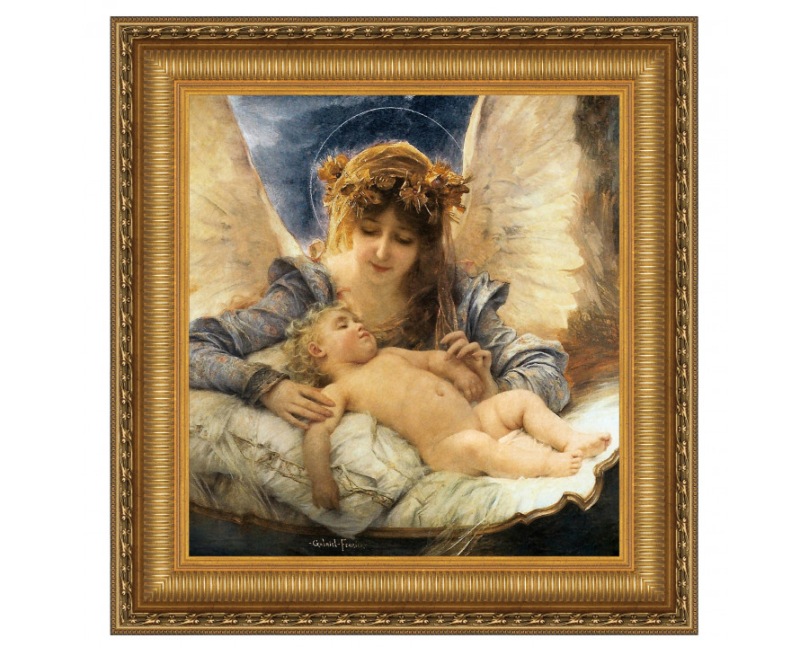 Toscano - The Guardian Angel Framed Canvas Replica Painting