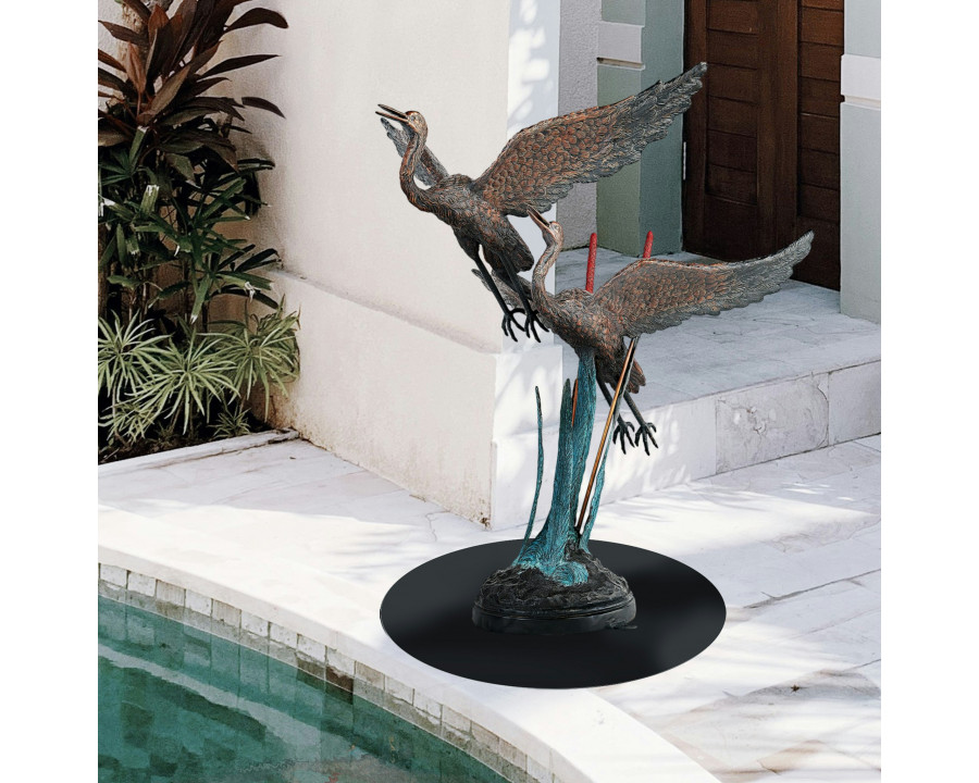 Toscano - Flying Heron Pair in Reeds Garden Statue