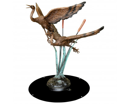 Toscano - Flying Heron Pair in Reeds Garden Statue