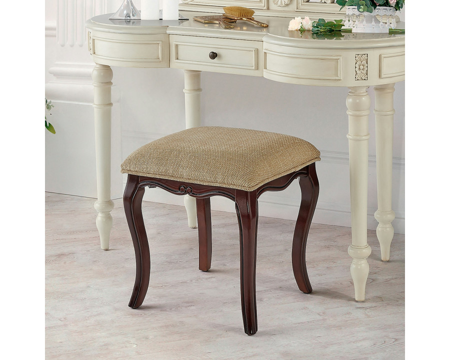 Toscano - Lady Guinevere Vanity Stool in Fabric/Hardwood